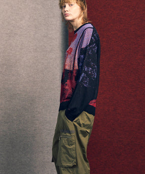 주요 현대 미술 승무원 넥 니트 풀오버