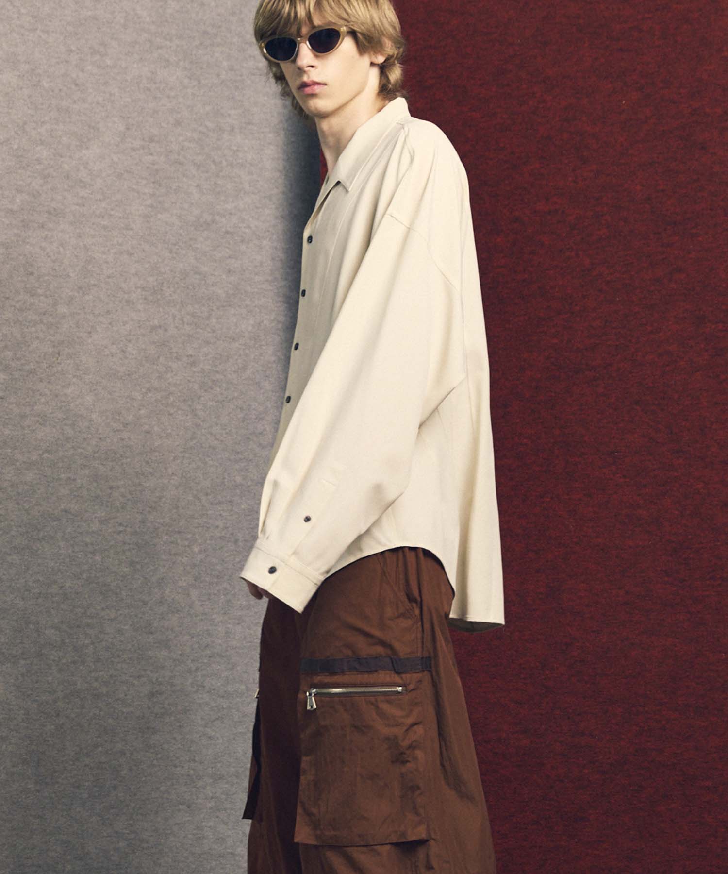 Radial Darts Prime-Over Open Collar Shirt