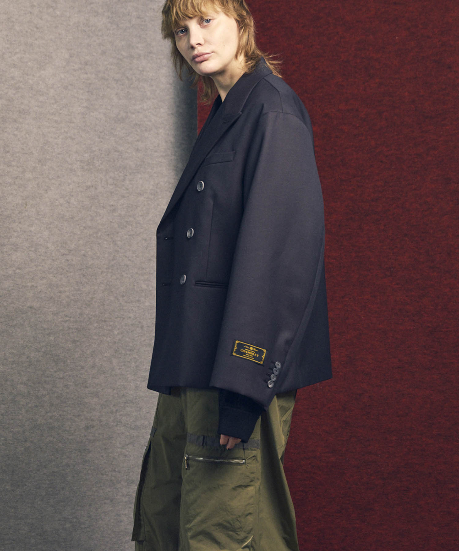 ジャケット・アウター Wool Chambray Peaked Lapel Double 4 Colors Chambray Washable Wool Prime-Over Peaked Lapel