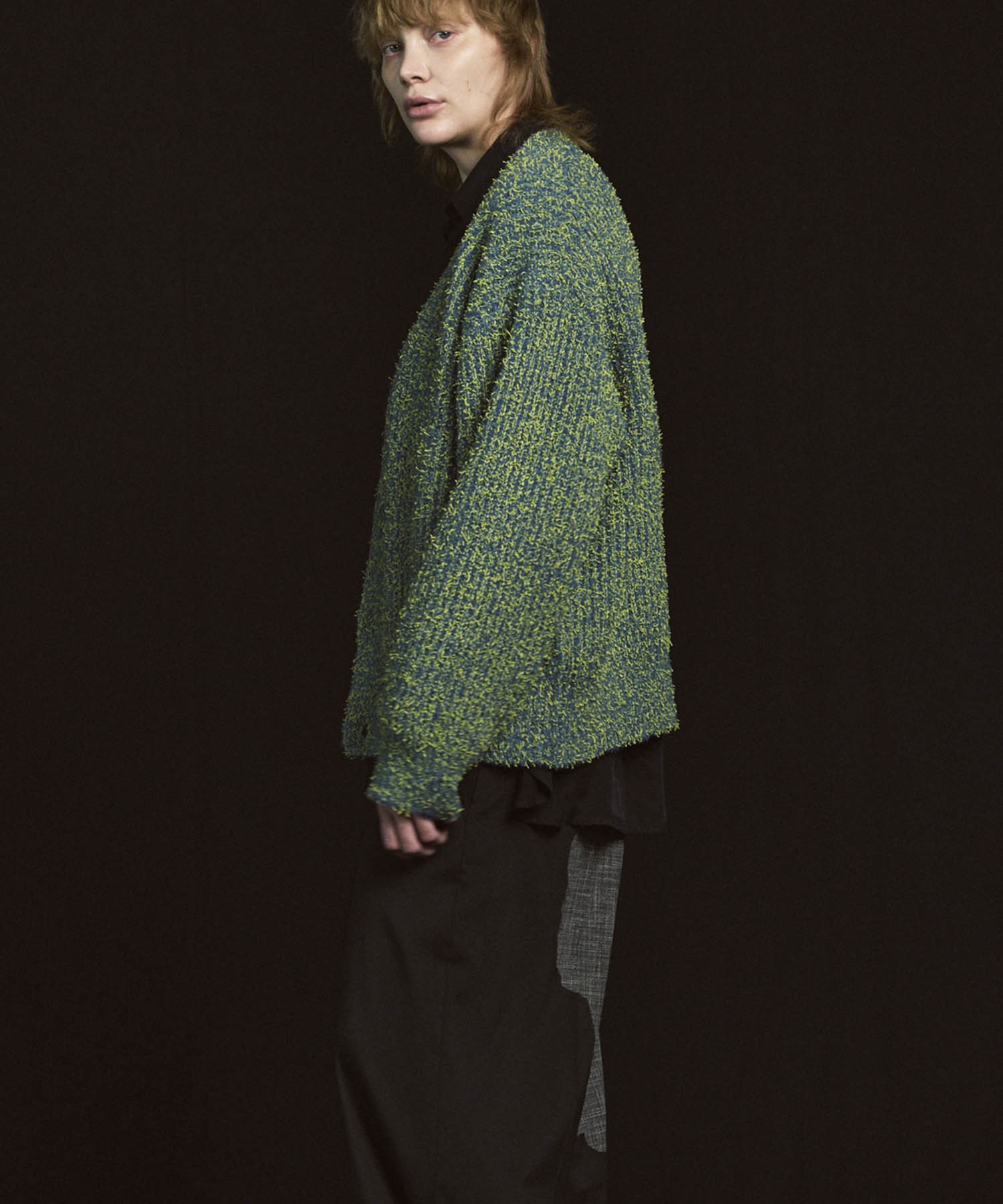 Mix Color Fancy Yarn Prime-Over Knit Cardigan