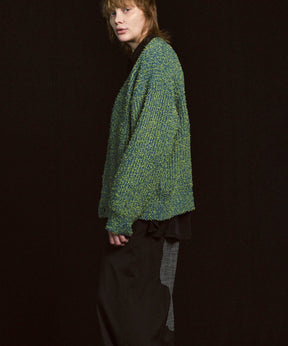 Mix Color Fancy Yarn Prime-Over Knit Cardigan