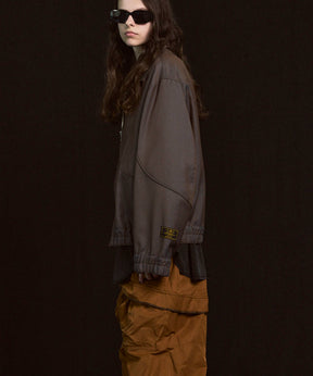 4 Colors Chambray Washable Wool Prime-Over Blouson