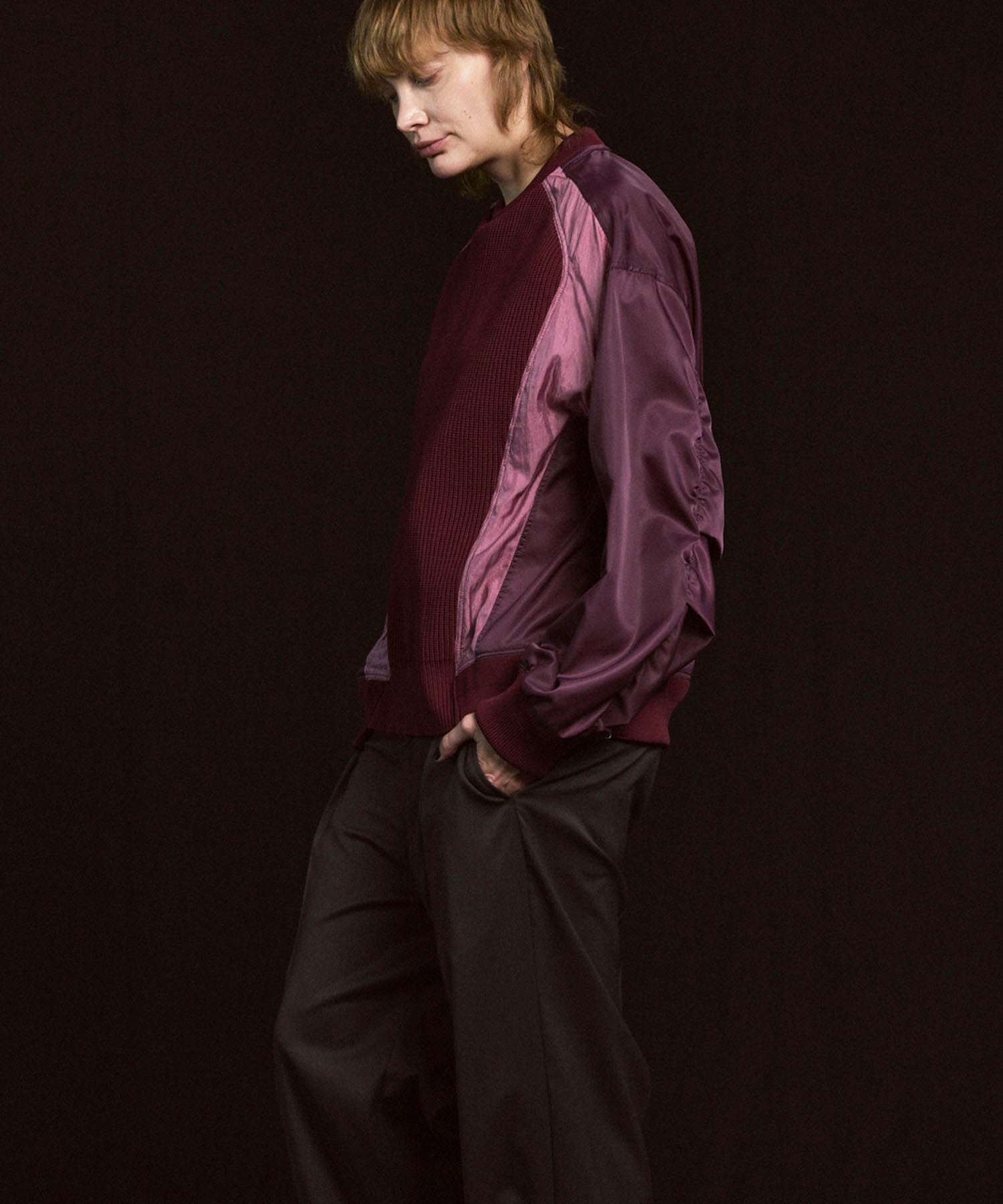 编织组合额叶套头衫