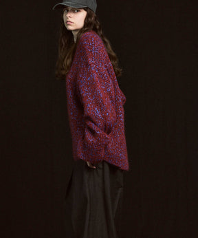 Tape Yarn Mix Hand Knitting Prime-Over Crew Neck Knit Pullover