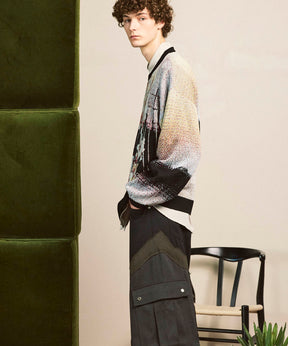 주요 현대 미술 승무원 넥 니트 풀오버