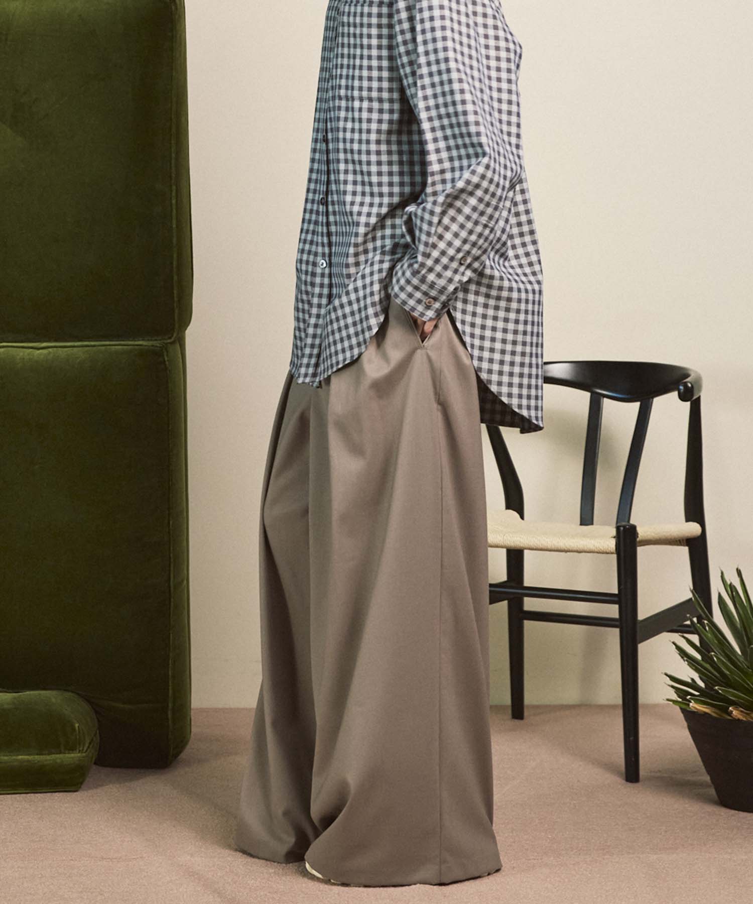 パンツ Wool mix semi baggy slacks Wool Mix Smooth Prime Wide One-Tuck Wide Pants