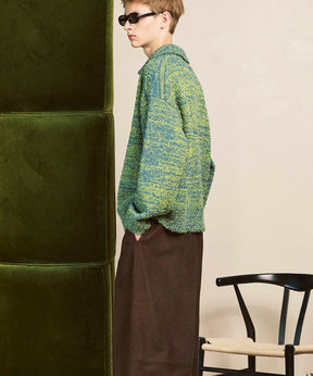 混合彩色纱线纱线船长针织套头衫