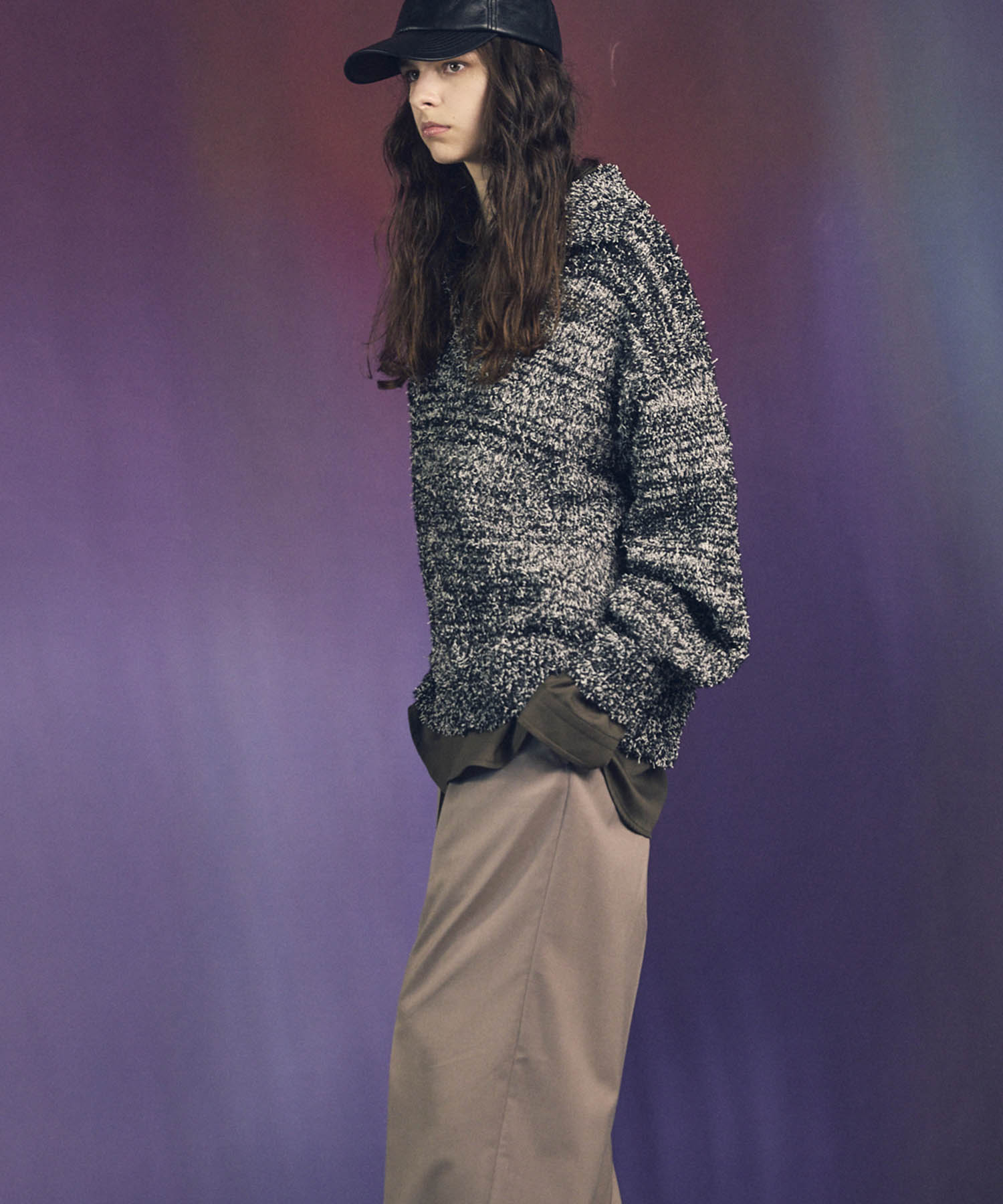 混合彩色纱线纱线船长针织套头衫