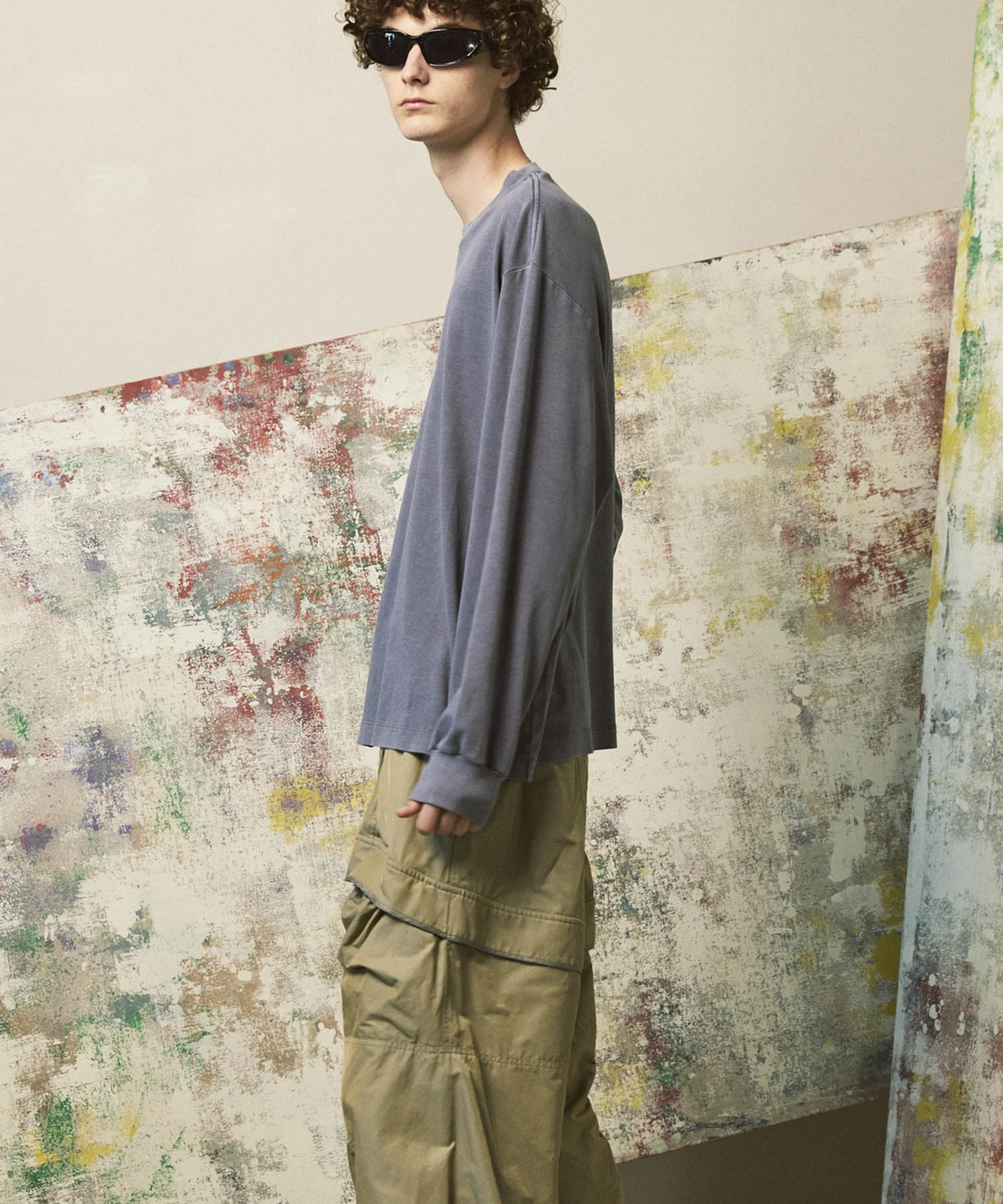 [ex] Prime-Ore-Ore-Ore-Ore-Over Smooth Crew Neck长袖T恤