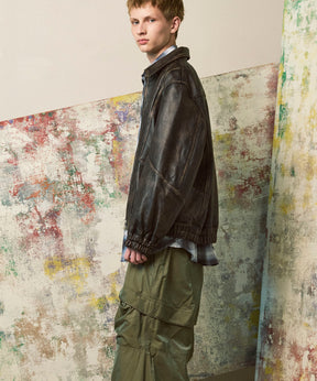 Sheep Leather Single Collard Blouson