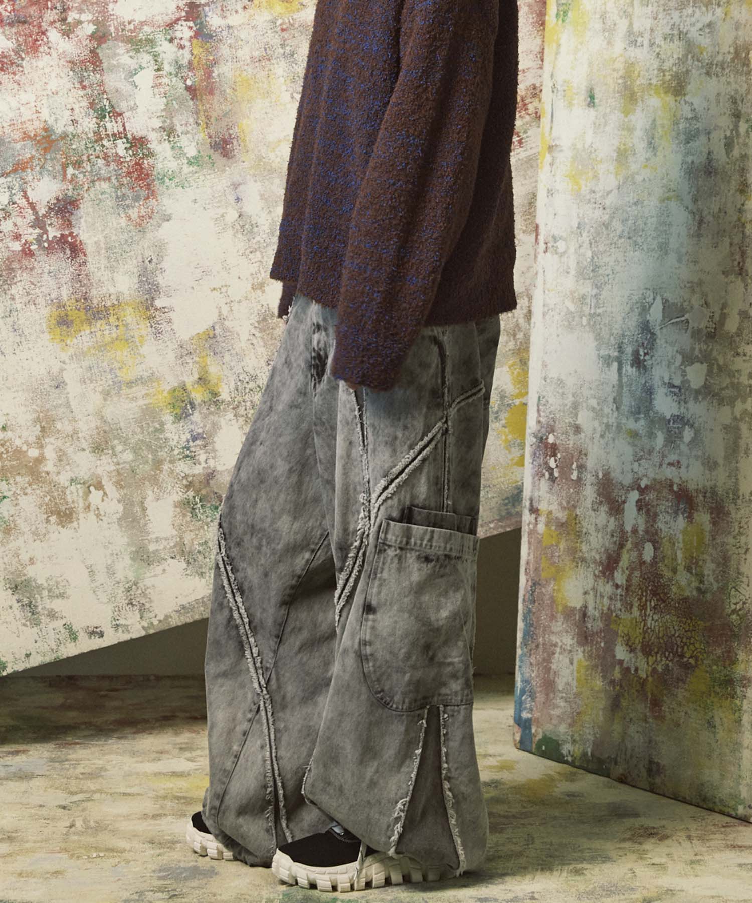 Denim Switching Alien Wide Pants