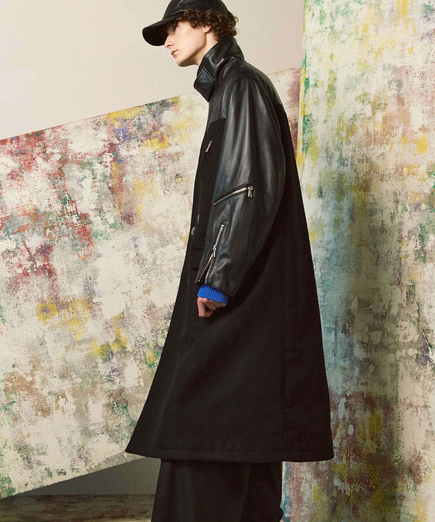 [25AW 사전 주문] 양 가죽 멜튼 콤비네이션 체스터 코트