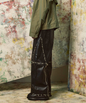 Artificial Leather Wide Pants