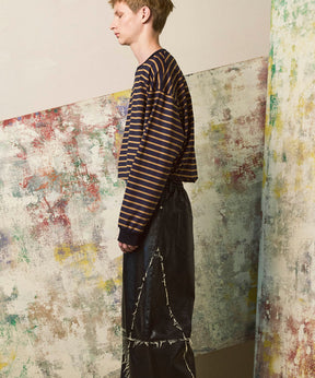 ULTIMA Cotton Border Prime-Over Crew Neck Long Sleeve T-Shirt