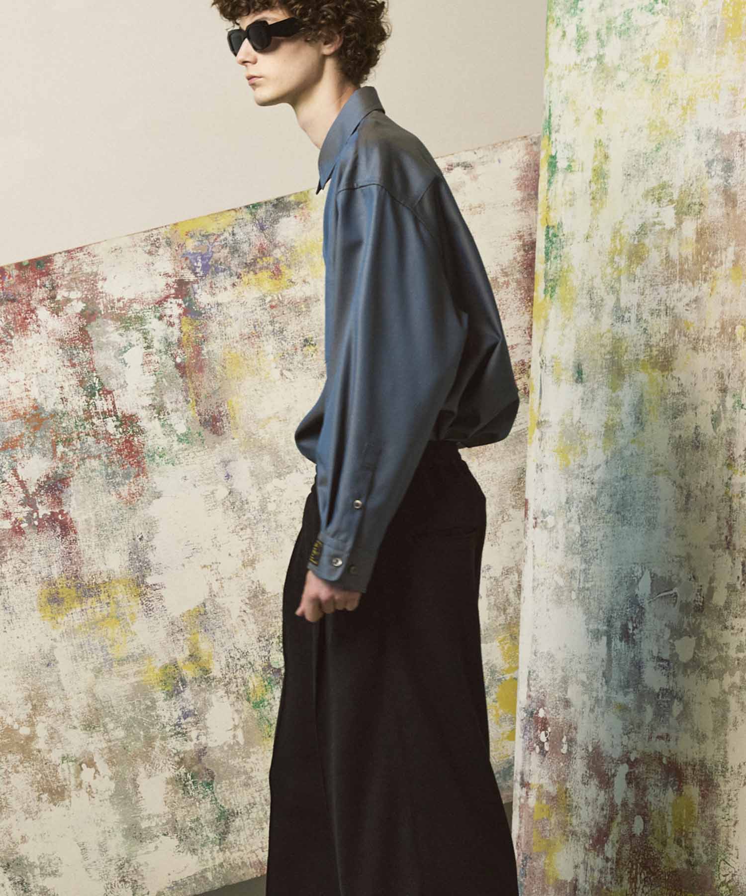 4 Colors Chambray Washable Wool Prime-Over Regular Collar Shirt Coat