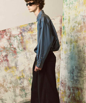 4 Colors Chambray Washable Wool Prime-Over Regular Collar Shirt Coat