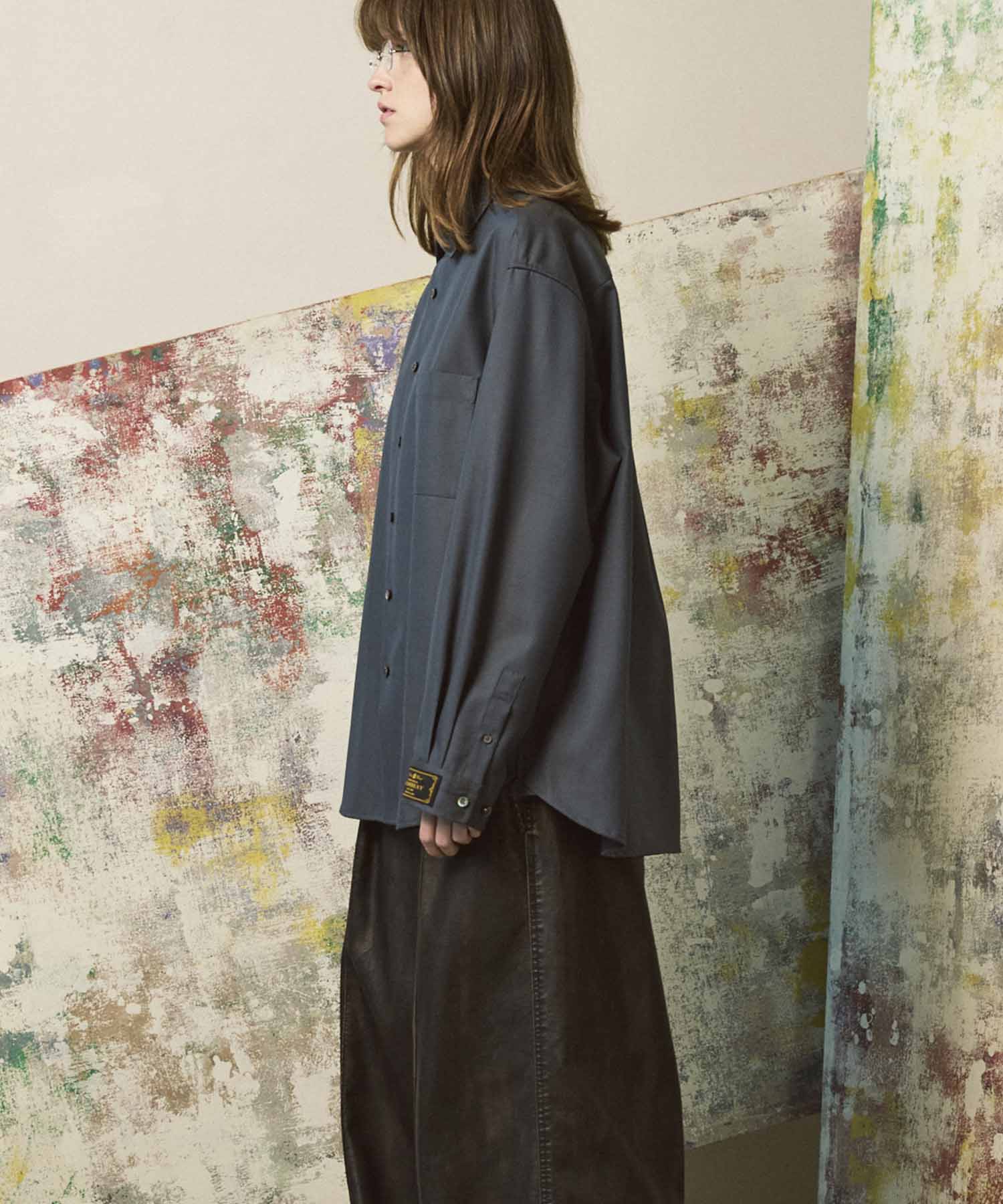 4 Colors Chambray Washable Wool Prime-Over Regular Collar Shirt