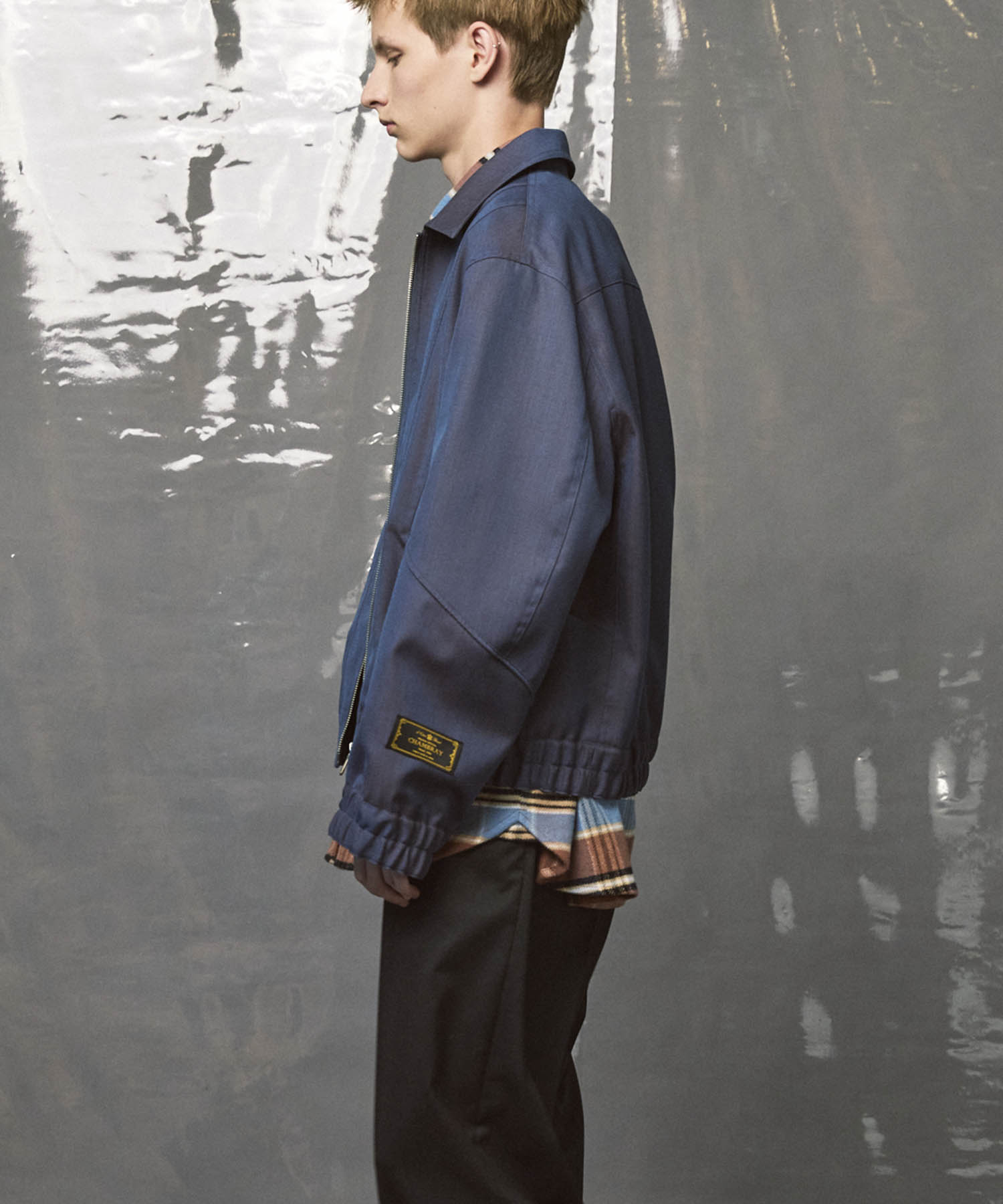 4 Colors Chambray Washable Wool Prime-Over Blouson