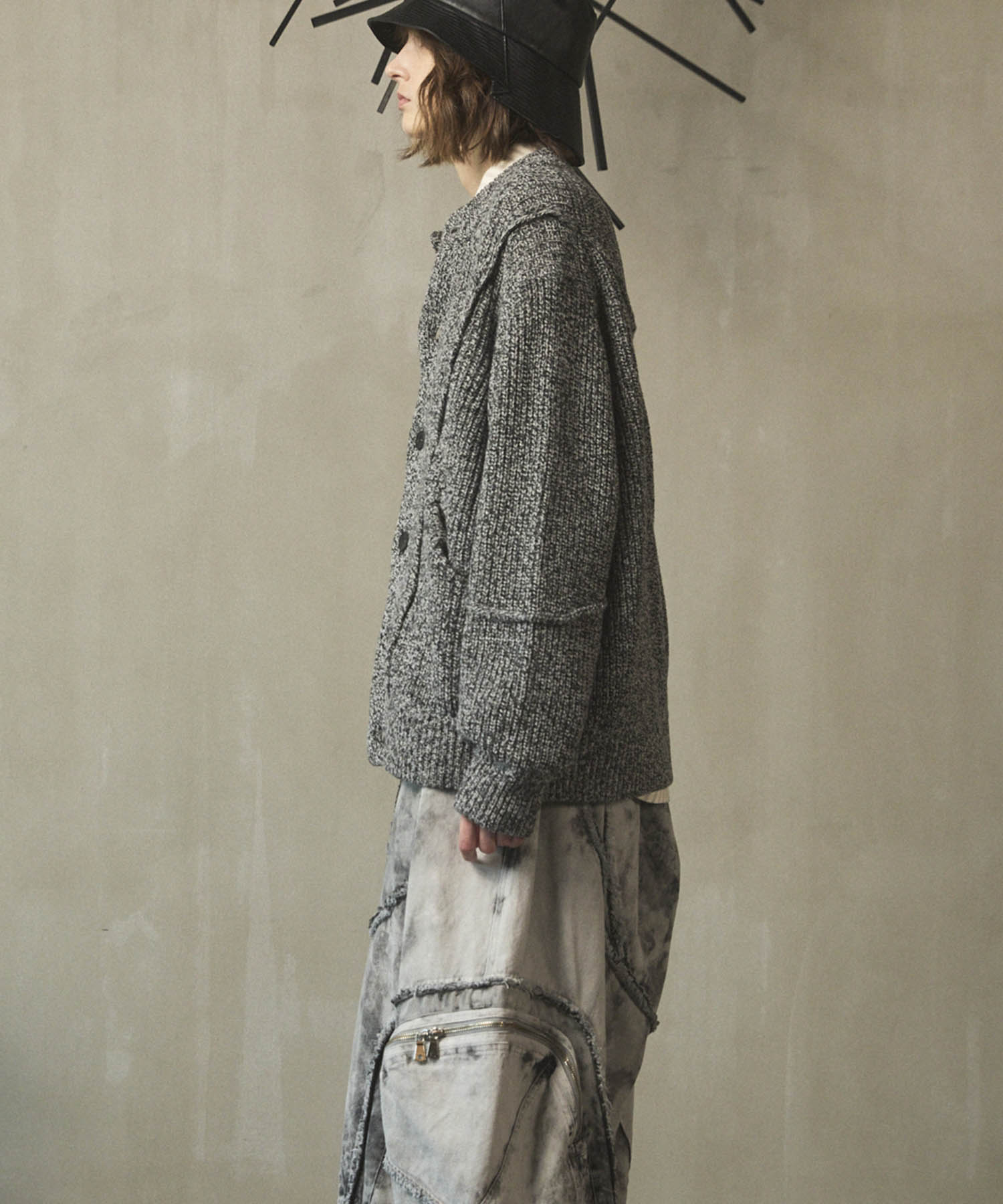 [25AW PRE-ORDER] 3 colors Wool Nylon Prime-Over Crew Neck Knit Cardigan