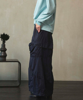 Gather Curved Switching Wide Pants