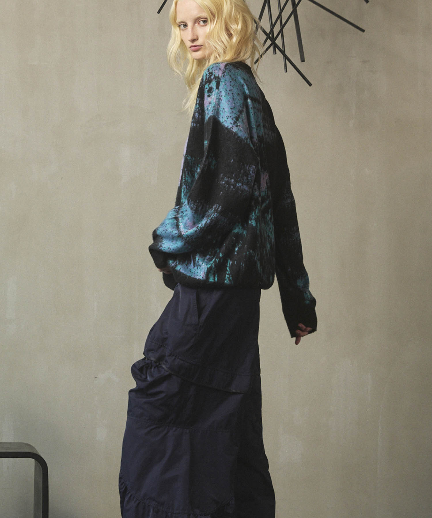 [25AW PRE-ORDER] Contemporary Art Jacquard Prime-Over Crew Neck Shaggy Knit Pullover