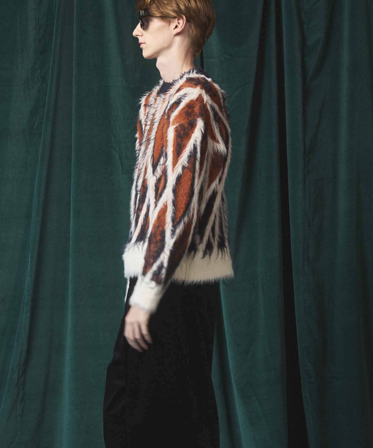 [25AW预订] 7G毛茸茸的jacquard钻石图案Argyle Prime ersere脖子编织套头衫