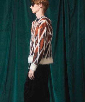 [25AW预订] 7G毛茸茸的jacquard钻石图案Argyle Prime ersere脖子编织套头衫