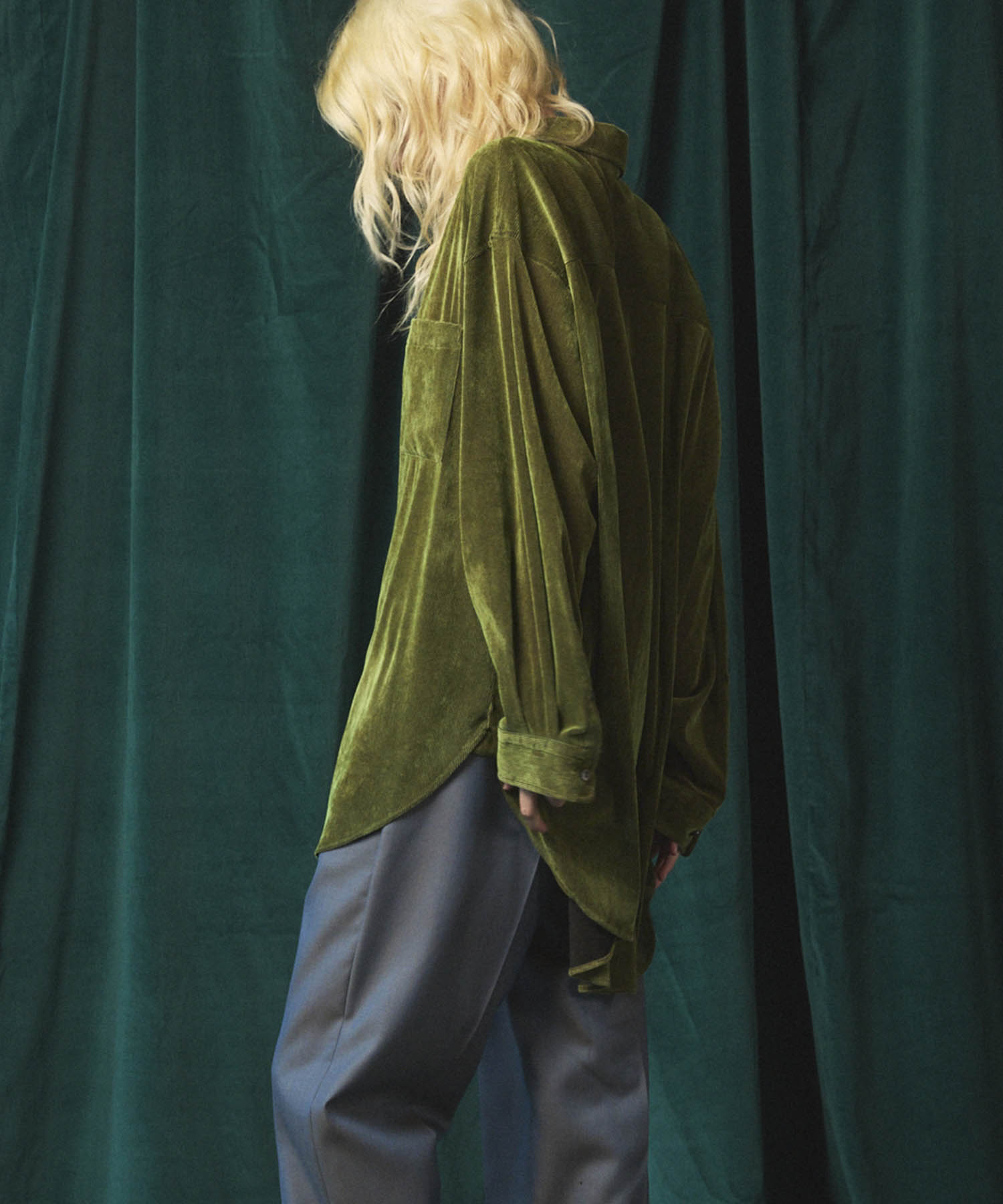 프라임 오버 플록 프린트 일반 칼라 셔츠 코트