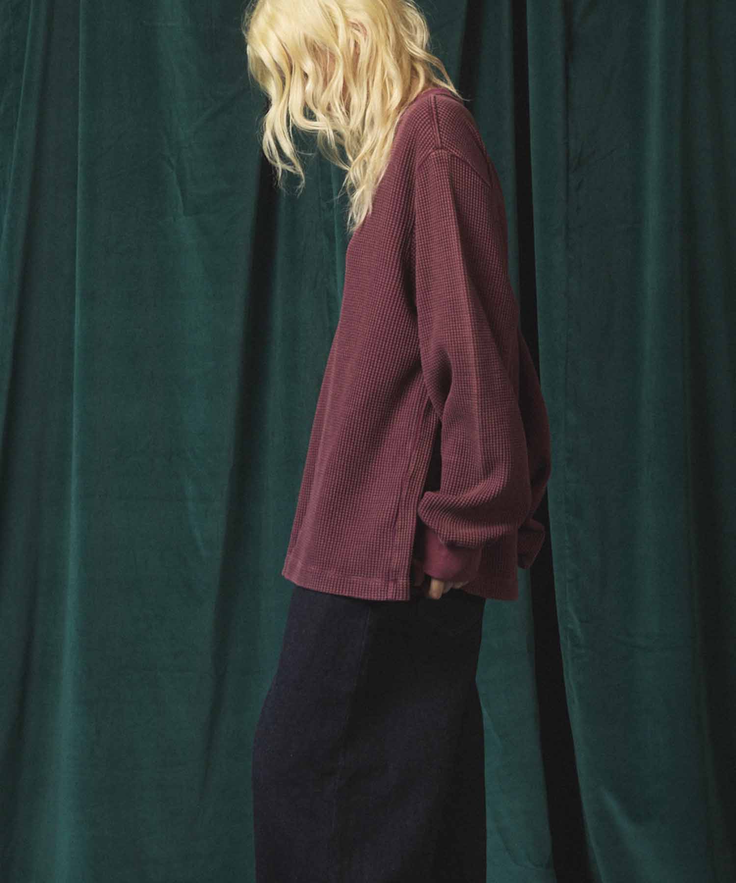 Prime-Over Crew Neck Long Sleeve Waffle T-Shirt