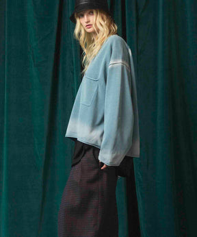 Gradation Short Length Prime-Over V-Neck Knit Pullover