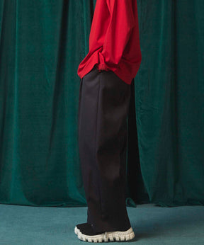 4 Colors Chambray Washable Wool Prime-Wide One Tuck Wide Pants