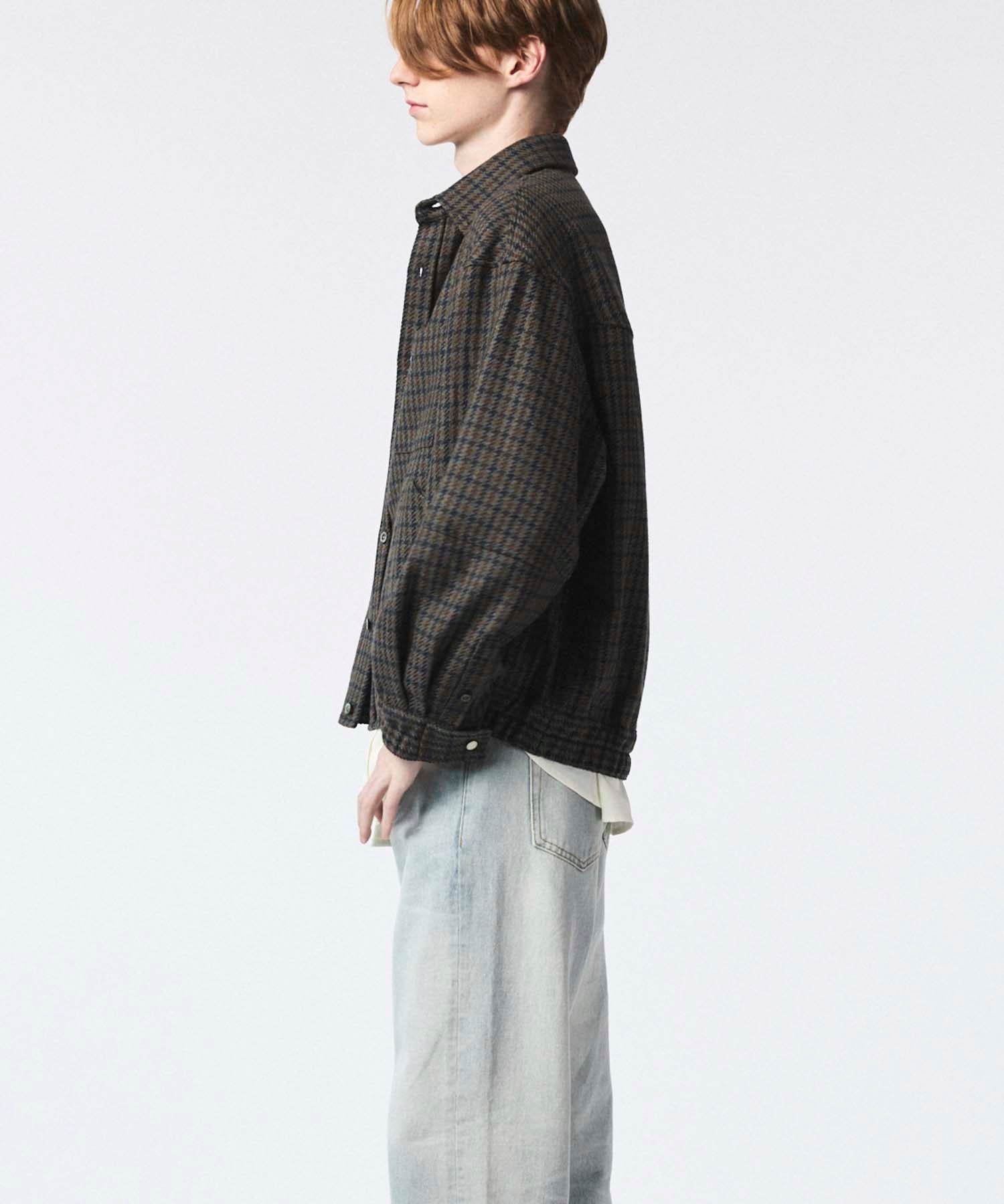 Italian Dead Stock Fabric】Prime-Over Curved Shirts Blouson