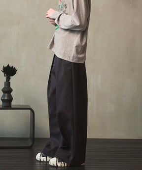 4 가지 색상 샹 브레이 세탁 가능한 양모 프라임 전역의 두 개의 턱 넓은 바지