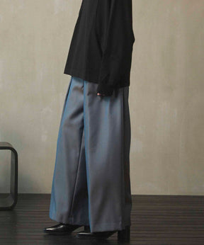 4 Colors Chambray Washable Wool Baggy Wide Pants