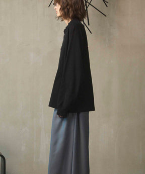 Curve switching Prime-Over Henry Neck Long Sleeve T-Shirt