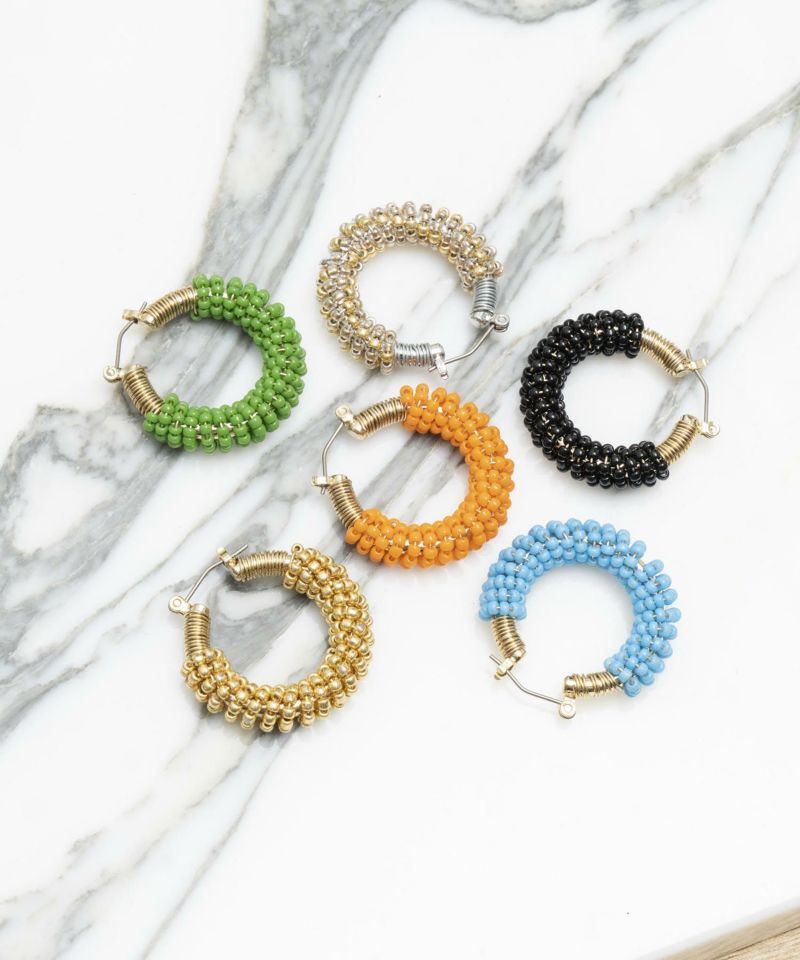 Beads Hoop Pierced Earrings