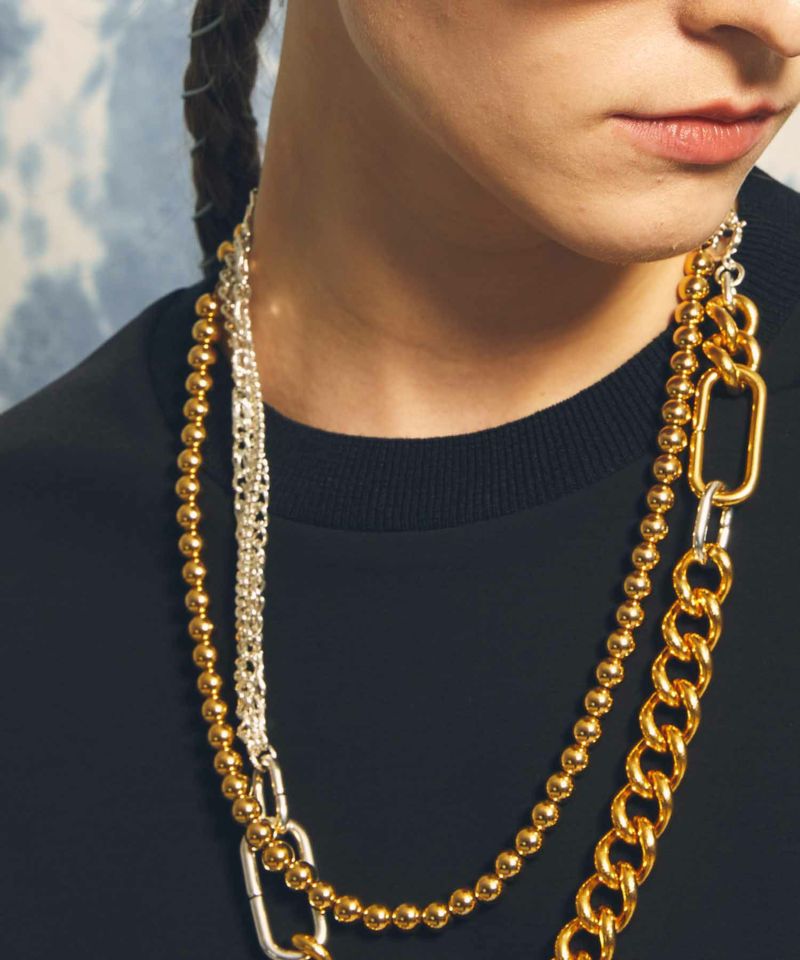 [Randomly Designed Jewelry] Ball Chain Gold Necklace & Bracelet