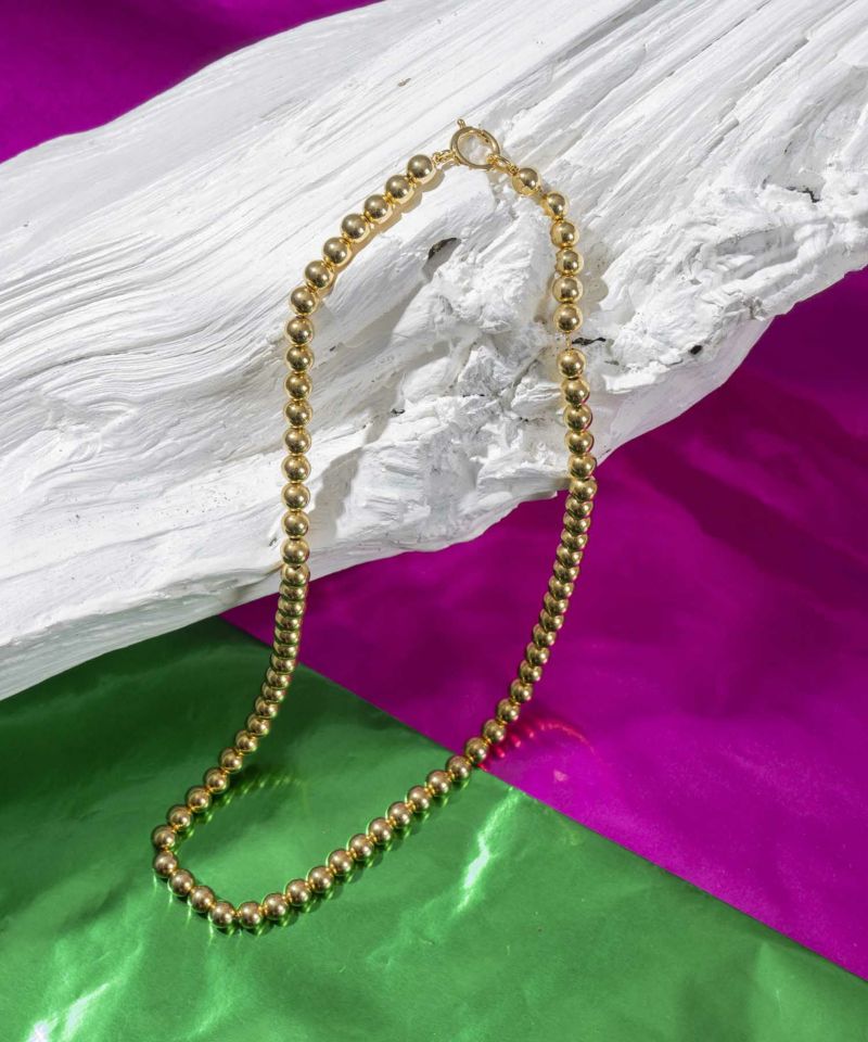 [Randomly Designed Jewelry] Ball Chain Gold Necklace & Bracelet