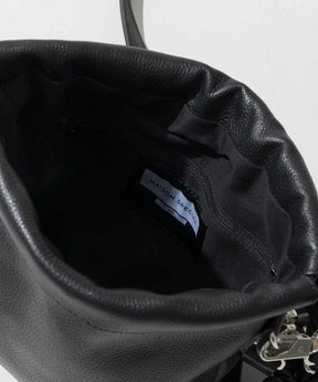 2WAY Drawstring Leather Shoulder Bag With Drawstring Charm