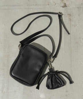 Leather Mini Pouch With Drawstring Charm