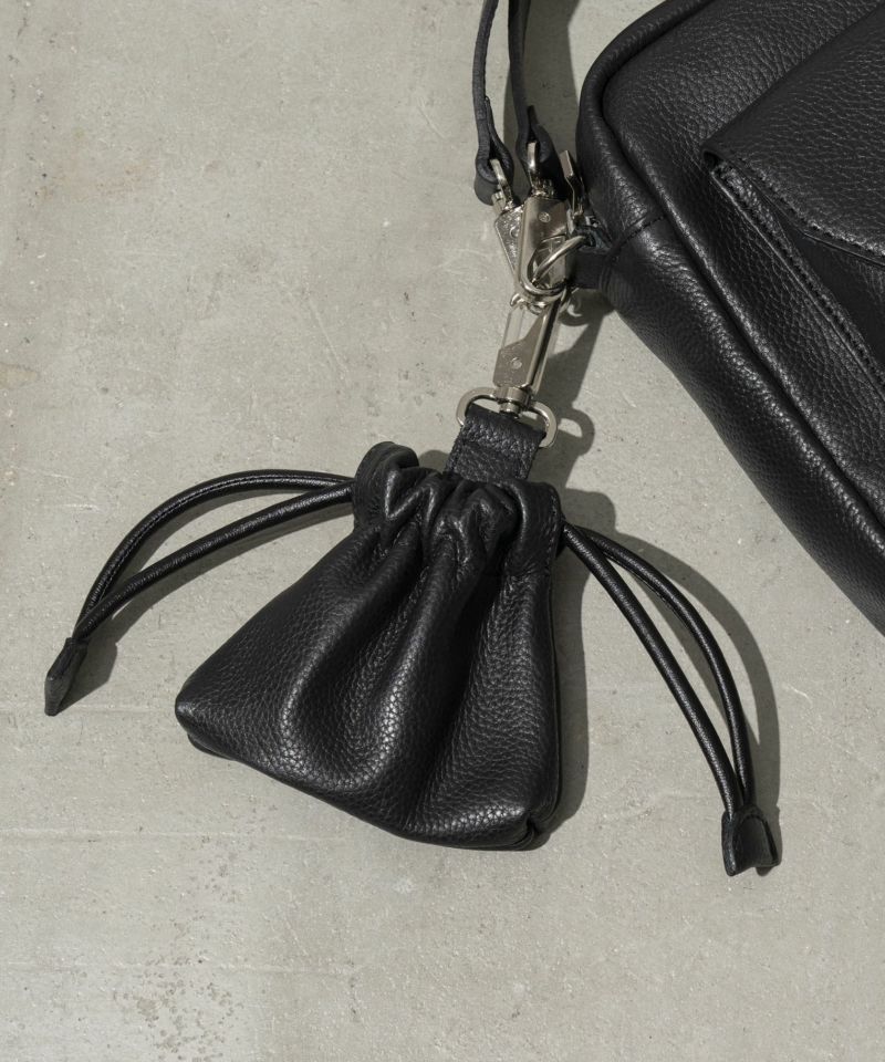 Leather Mini Pouch With Drawstring Charm