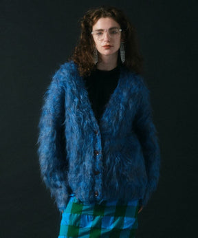 Melange Fur Knit Cardigan