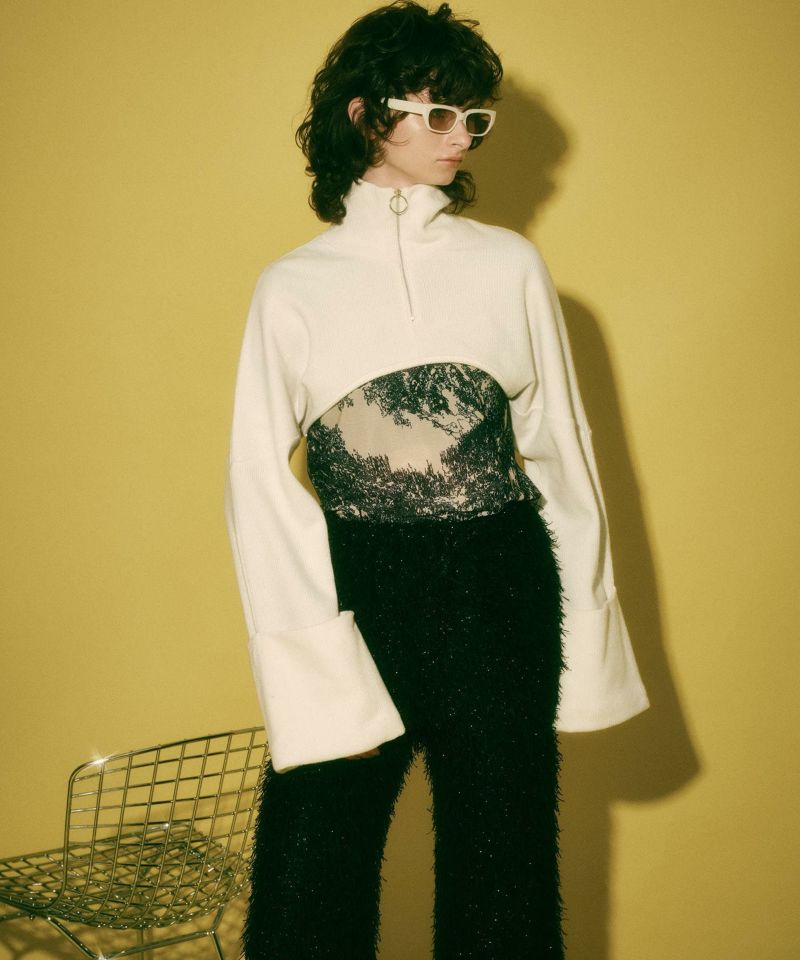 SALE】Landscape Print Sheer Top