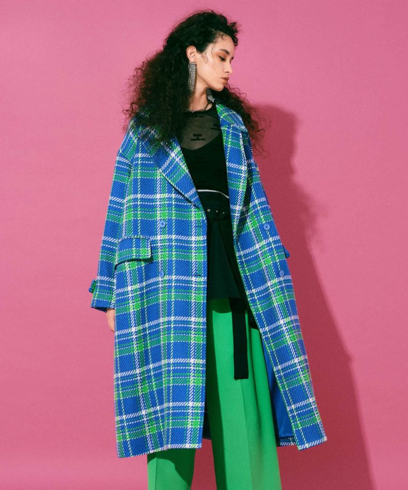 SALE】Roving Check Over Coat