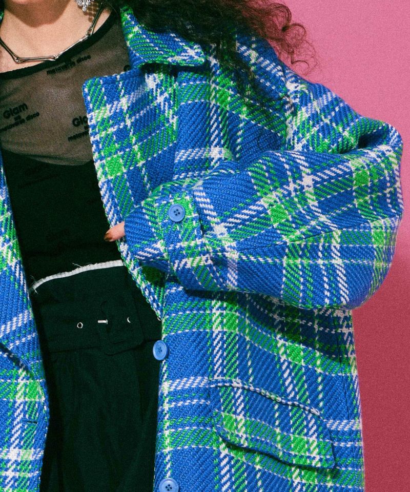 SALE】Roving Check Over Coat
