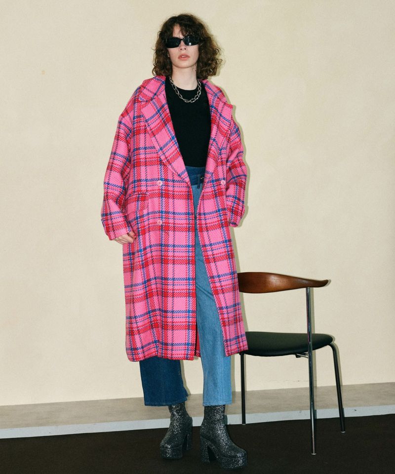 SALE】Roving Check Over Coat