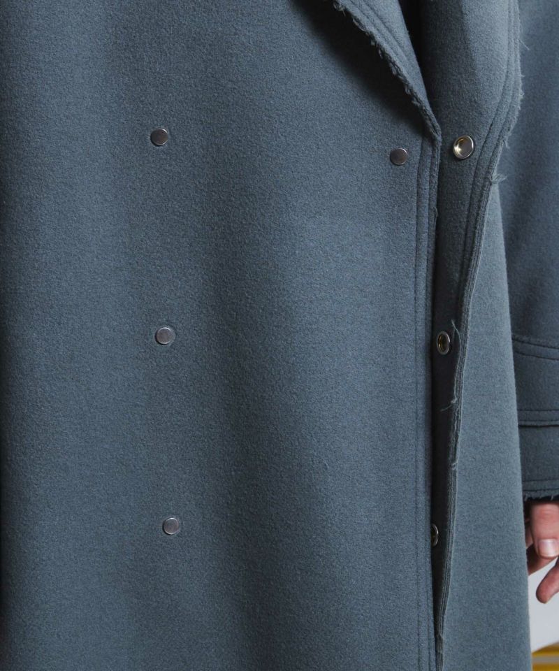 SUPER140S Wool Cut Off Stitch Double Overcoat
