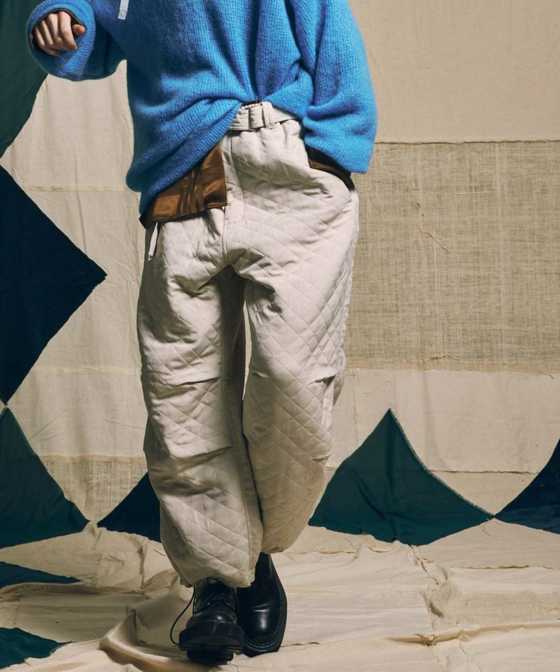 [SALE] Quilting Belted Snow Wide Pants