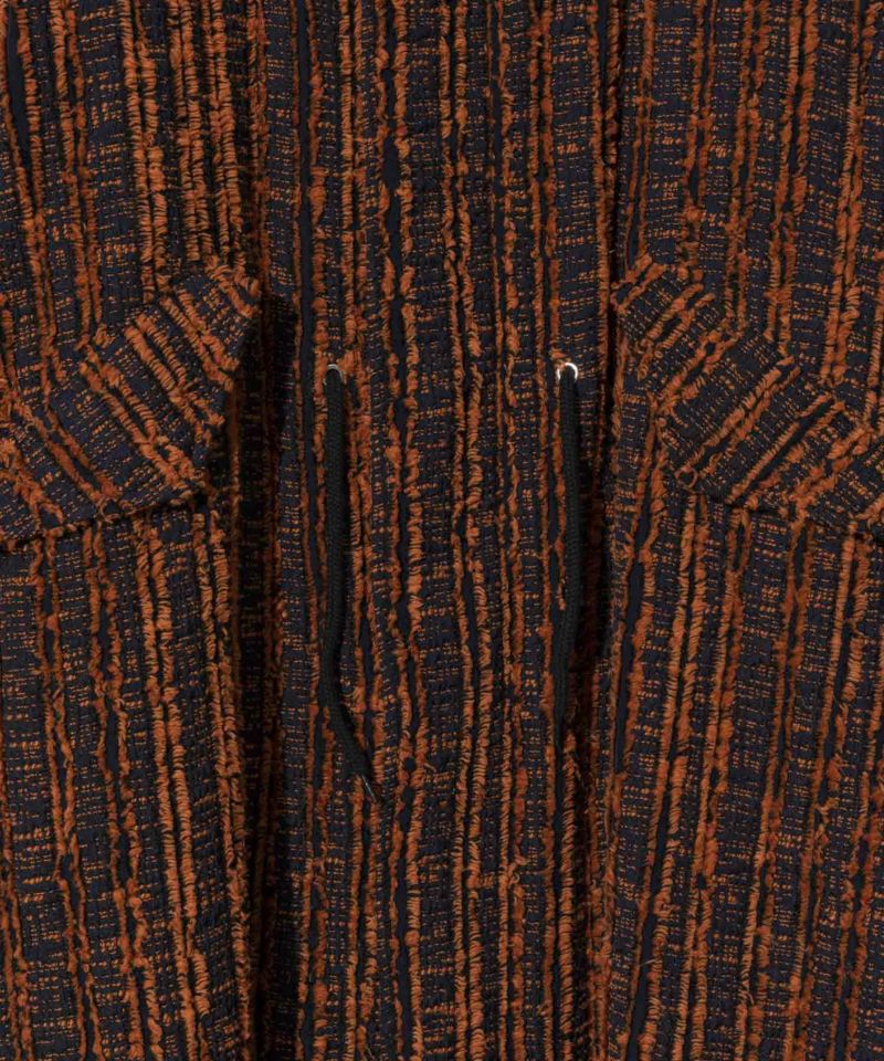 【SALE】Fringe Stripe Prime-Over Mod Coat