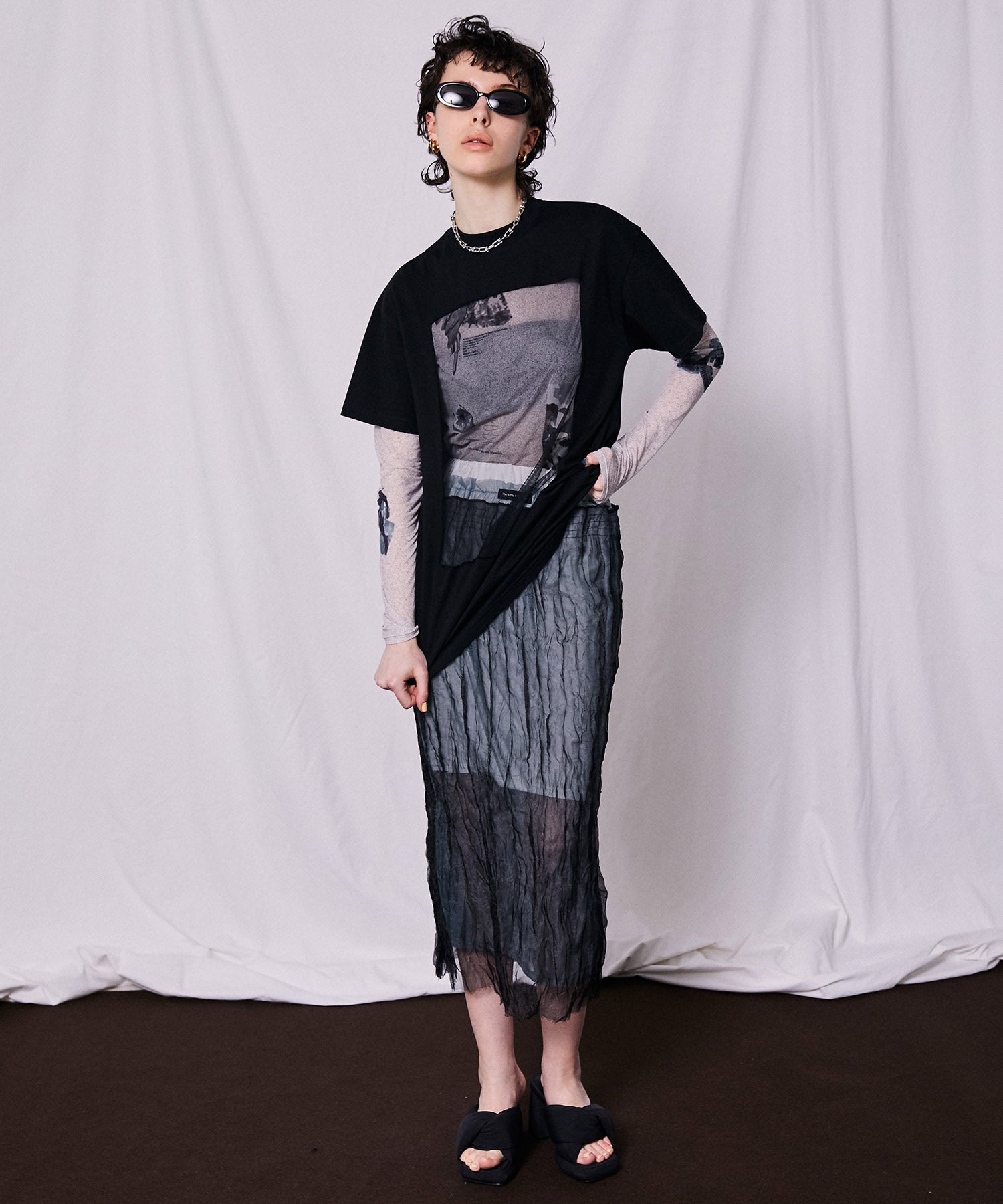 【SALE】Front Tulle T-Shirts